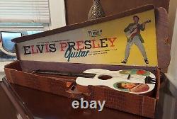 Rare Vintage 1956 Elvis Presley Emenee 4 String Guitar with Box & Chord Selector