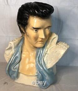 Rare Vintage 1970's Elvis Presley Chalkware Bust The King Large 19 1/2 Tall