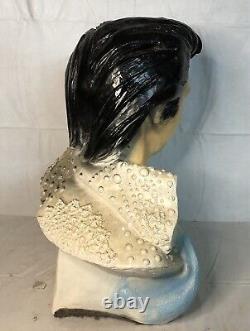 Rare Vintage 1970's Elvis Presley Chalkware Bust The King Large 19 1/2 Tall