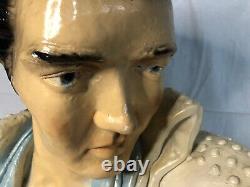 Rare Vintage 1970's Elvis Presley Chalkware Bust The King Large 19 1/2 Tall