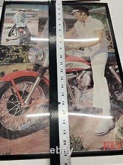Rare/ Vintage (1977) Elvis Presley on Harley Davidson Poster Already Framed