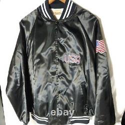 Rare Vintage Elvis Presley Auburn Satin Bomber Jacket Sz XXL Black