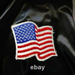 Rare Vintage Elvis Presley Auburn Satin Bomber Jacket Sz XXL Black