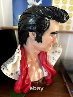 Rare Vintage Elvis Presley Chalkware Ceramic Bust Statue Kitschy Decor