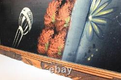 Rare Vintage Large ELVIS PRESLEY Framed Black Velvet Painting, 1970s, 39x 29