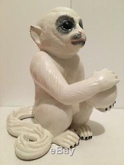 Rare Vintage White Porcelain Monkey Statue Elvis Presley Graceland Art Piece
