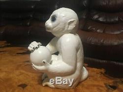 Rare Vintage White Porcelain Monkey Statue Elvis Presley Graceland Tcb Personal