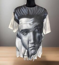 Rare Vtg Big Face Elvis Presley T-shirt tee airbrushed Sz Large Single Stitch