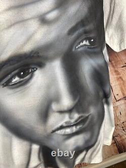 Rare Vtg Big Face Elvis Presley T-shirt tee airbrushed Sz Large Single Stitch