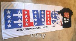 Rare elvis 68x30 concert banner from the philadelphia spectrum 6/23/74 & shirt
