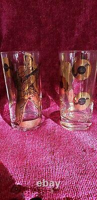 Rare old Pair of Elvis Presley 1956 original gold tall drinking glasses