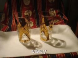 Rare old Pair of Elvis Presley 1956 original gold tall drinking glasses