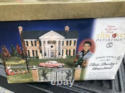 Retired Dept 56 SNOW VILLAGE Elvis Presley's Graceland Gift Set Cadillac RARE