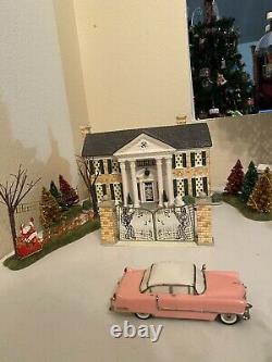 Retired Dept 56 SNOW VILLAGE Elvis Presley's Graceland Gift Set Cadillac RARE