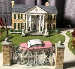 Retired Dept 56 SNOW VILLAGE Elvis Presley's Graceland Gift Set Cadillac RARE