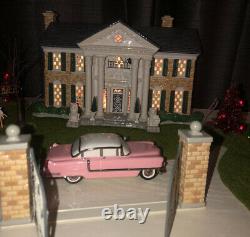 Retired Dept 56 SNOW VILLAGE Elvis Presley's Graceland Gift Set Cadillac RARE