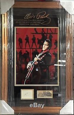 Superb Framed Elvis Presley Signed Card Page Display AFTAL RARE COA