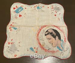 VINTAGE RARE Elvis Presley Handkerchief 1956 ENTERPRISES Concert Souvenir RED