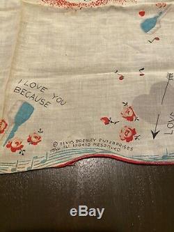 VINTAGE RARE Elvis Presley Handkerchief 1956 ENTERPRISES Concert Souvenir RED