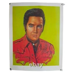 VTG 1979 Elvis Presley Lithograph Poster Signed Sally Evans Red Shirt 24x18 Rare