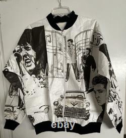 VTG Elvis Presley Archives Black White Full Zip Lightweight Jacket Paper Rare