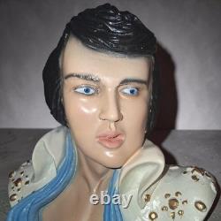 VTG Elvis Presley Bust Figurine White Jumpsuit Blue Scarf Music Mem 10 Rare HTF