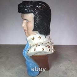 VTG Elvis Presley Bust Figurine White Jumpsuit Blue Scarf Music Mem 10 Rare HTF