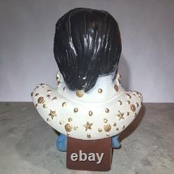 VTG Elvis Presley Bust Figurine White Jumpsuit Blue Scarf Music Mem 10 Rare HTF