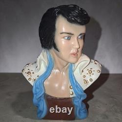 VTG Elvis Presley Bust Figurine White Jumpsuit Blue Scarf Music Mem 10 Rare HTF