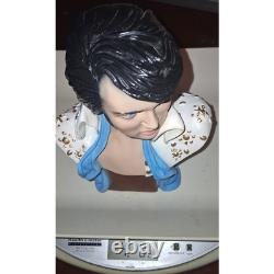 VTG Elvis Presley Bust Figurine White Jumpsuit Blue Scarf Music Mem 10 Rare HTF