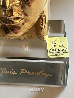 Very Rare 24k ORO Gold Elvis Presley Head Sculpture. Bell Glass Made In Italy
