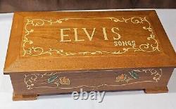 Vintage 8-Song Large Wooden Music Box ELVIS SONGS Love Musical Presley RARE EUC