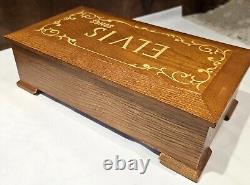 Vintage 8-Song Large Wooden Music Box ELVIS SONGS Love Musical Presley RARE EUC