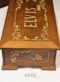 Vintage 8-Song Large Wooden Music Box ELVIS SONGS Love Musical Presley RARE EUC