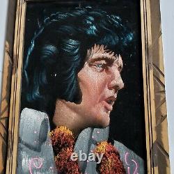 Vintage Elvis Presley Black Velvet Painting Tears Crying Mexico Rare THE KING