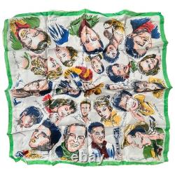 Vintage Elvis Presley Celebrity Handkerchief 1950s Silk Square RARE Bardot Dean