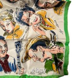 Vintage Elvis Presley Celebrity Handkerchief 1950s Silk Square RARE Bardot Dean
