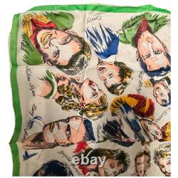 Vintage Elvis Presley Celebrity Handkerchief 1950s Silk Square RARE Bardot Dean
