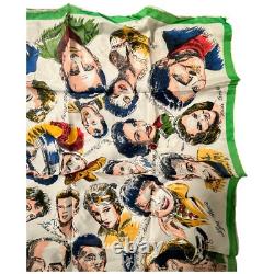 Vintage Elvis Presley Celebrity Handkerchief 1950s Silk Square RARE Bardot Dean