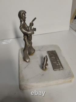 Vintage Elvis Presley Hound Dog Pewter Statue On Marble Base Rare