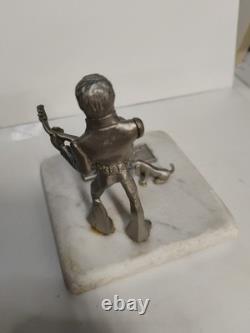 Vintage Elvis Presley Hound Dog Pewter Statue On Marble Base Rare