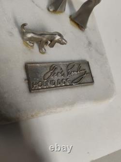 Vintage Elvis Presley Hound Dog Pewter Statue On Marble Base Rare