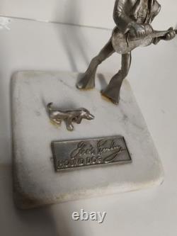 Vintage Elvis Presley Hound Dog Pewter Statue On Marble Base Rare