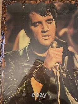 Vintage Elvis Presley Portrait Printed in Wooden Frames RARE Elvis Singing Photo