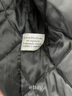 Vintage Elvis Presley Varsity Letterman Jacket Large Black Wool Leather RARE