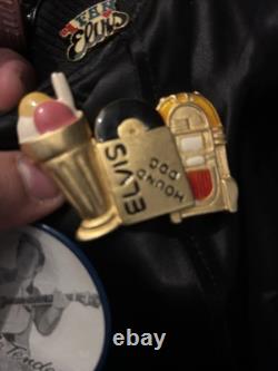 Vintage Elvis Presley XL Satin Bomber Jacket with 7 Rare Concert Pins