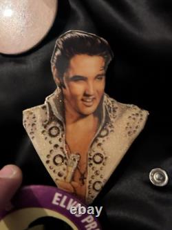 Vintage Elvis Presley XL Satin Bomber Jacket with 7 Rare Concert Pins