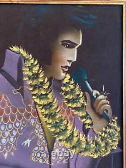 Vintage Rare 28.5 By 38 Elvis Presley Art Painting on Velvet signed