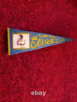 Vintage Rare 70s Elvis Presley The King of Rock & Roll Pennant Flag Kansas City