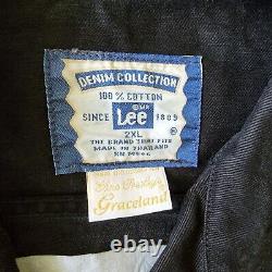Vintage Rare LEE Elvis Presley Graceland Black Denim Jacket Sz 2XL Memphis Epe